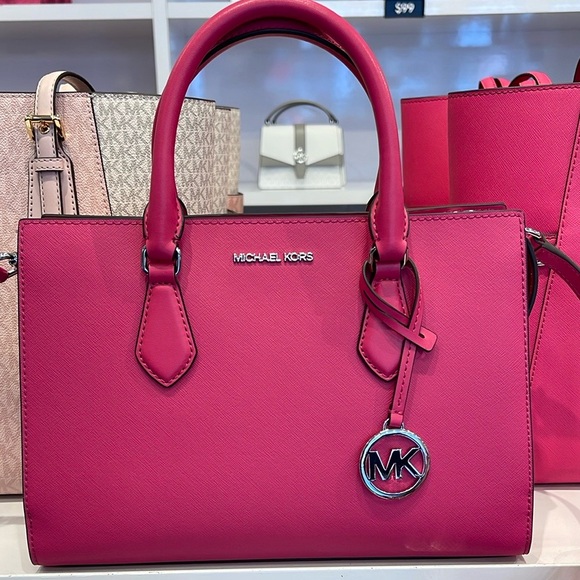 Michaela Kors Sheila Medium Faux Saffiano Leather Satchel
Dragonfruit 
NWT - Picture 15 of 16